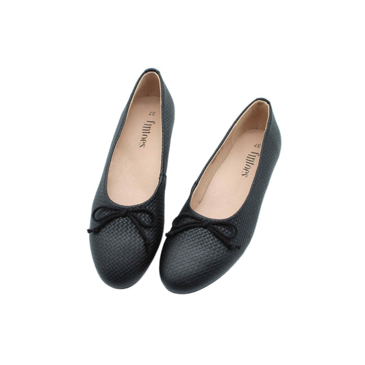 Black Weaved Leather Ballet Dress Shoe Fintoes