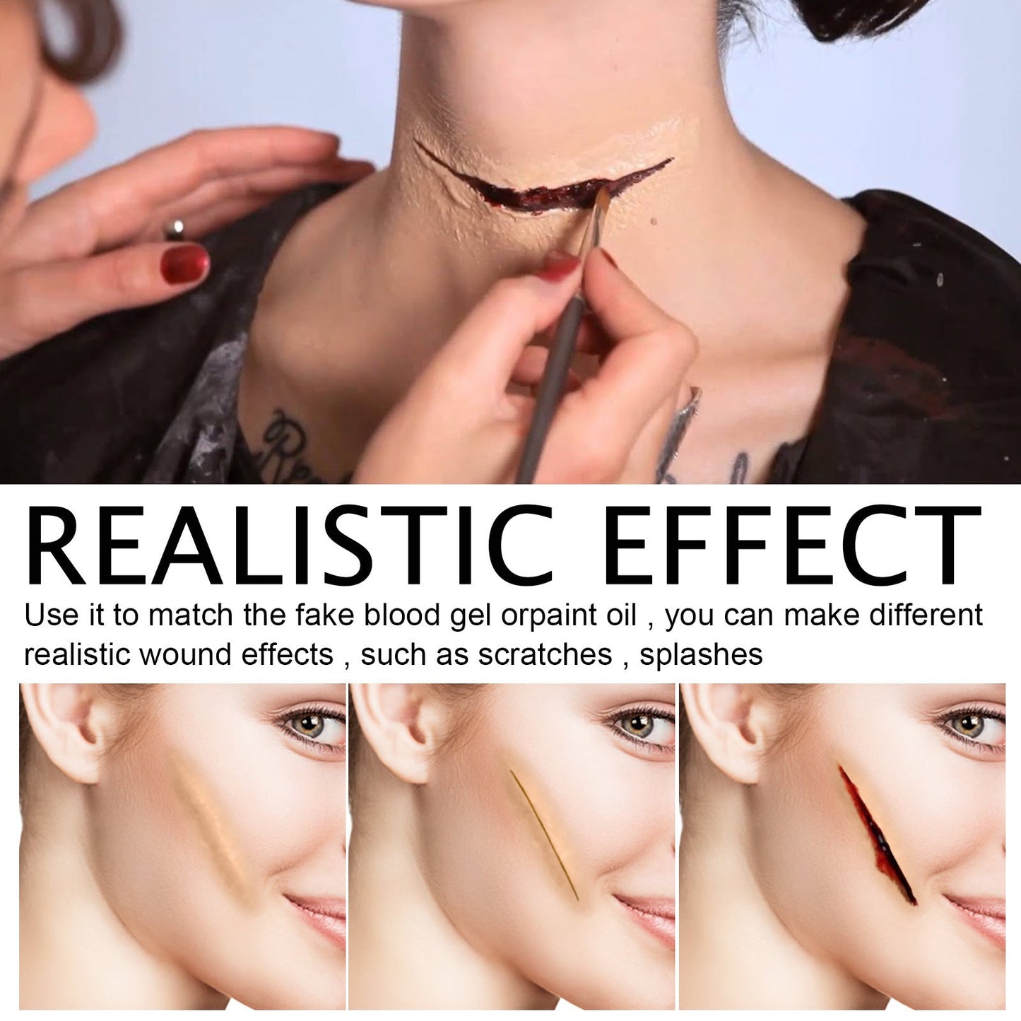 Halloween Skin Wax Makeup Set Scar Wax Silver Scraper Fake Blood Gel