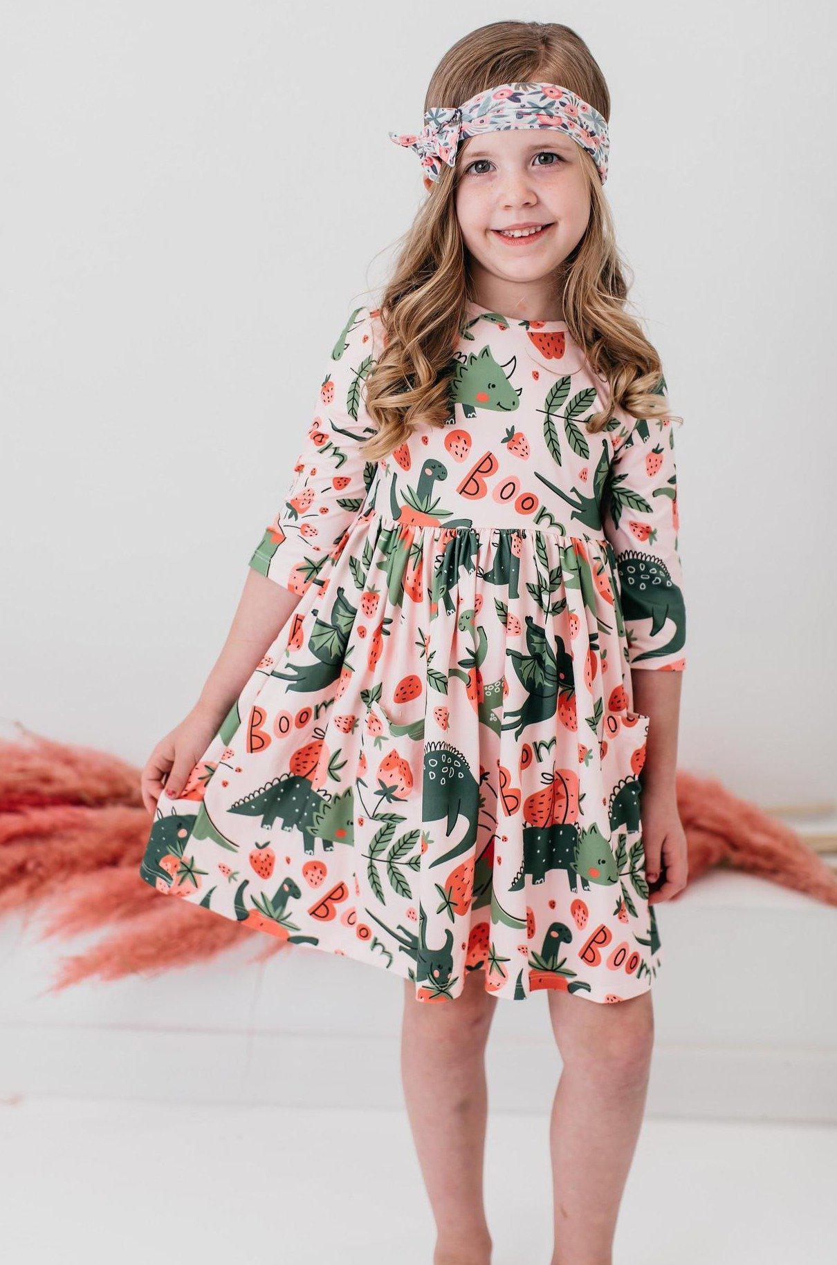 Twirl Dress 3/4 Sleeve Pocket Hear Me Roar Mila & Rose