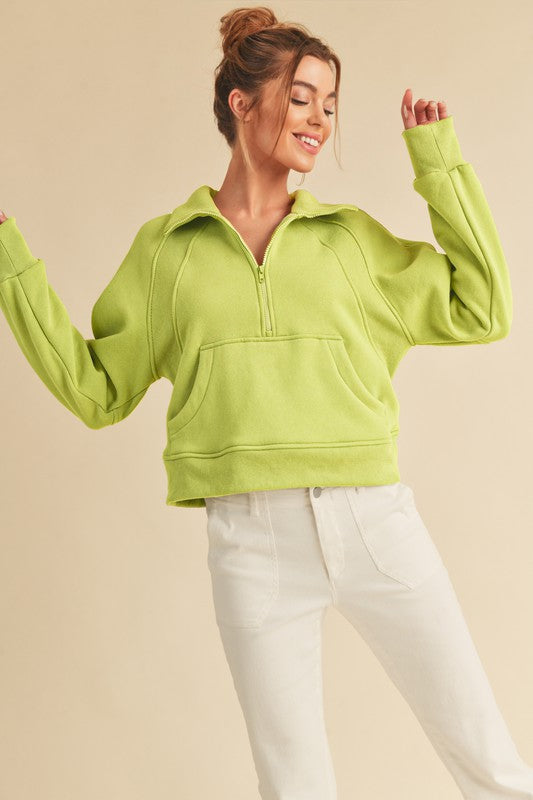 Drea Half-Zip Oversized Hoodie Cotton-Blend Fleece