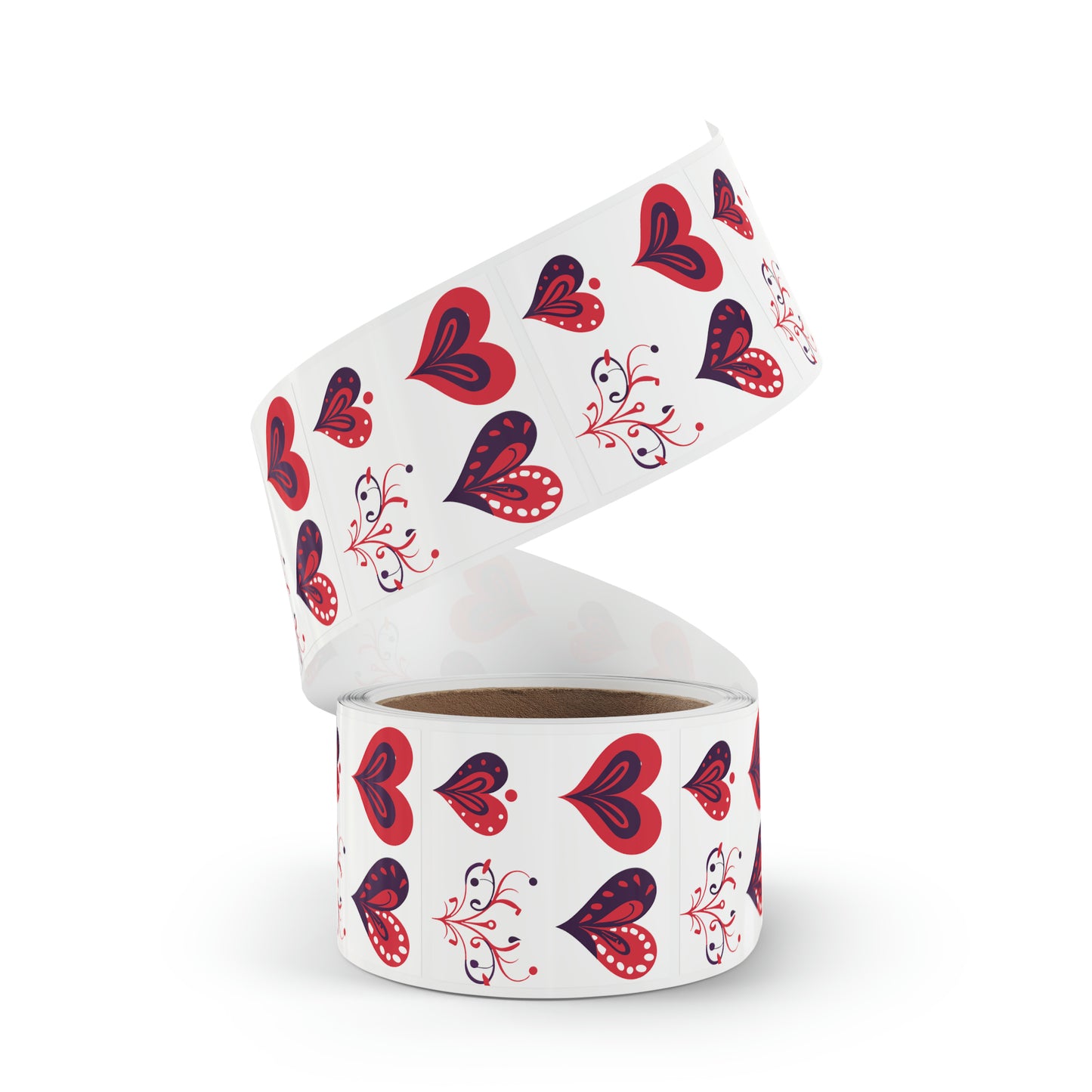 Valentine's day red hearts Square Sticker Label Roll