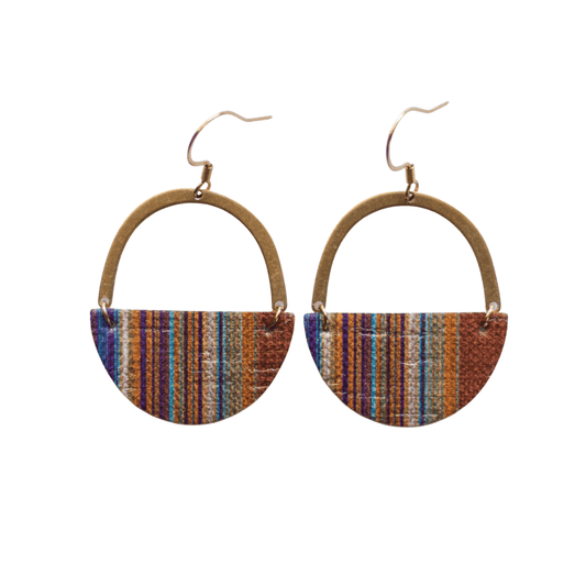 Burnt Sugar Striped Autumn Leather Earrings Sela Designs
