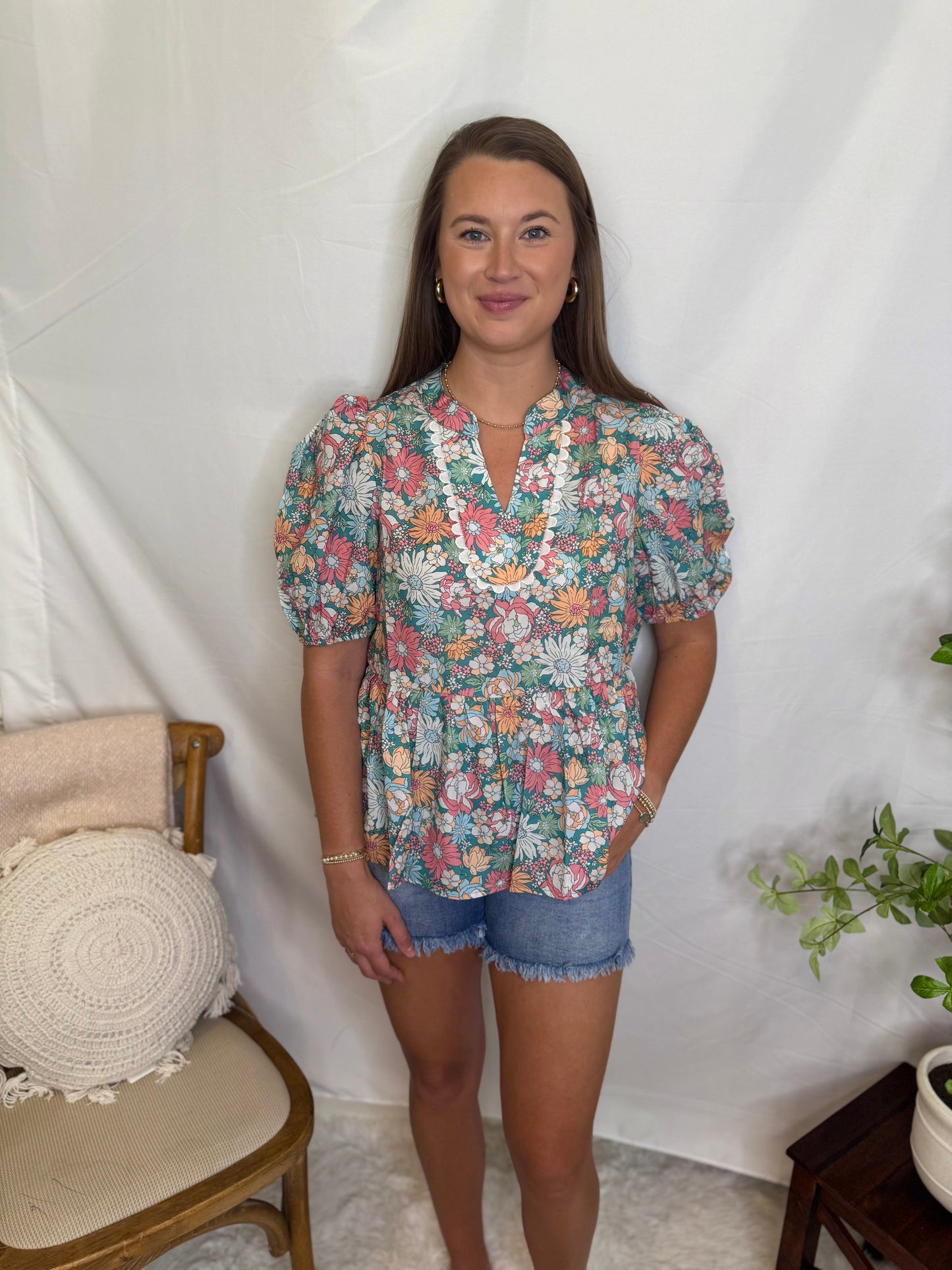 Floral Puff Sleeve Blouse The Laurel Top Sweet Jude Boutique