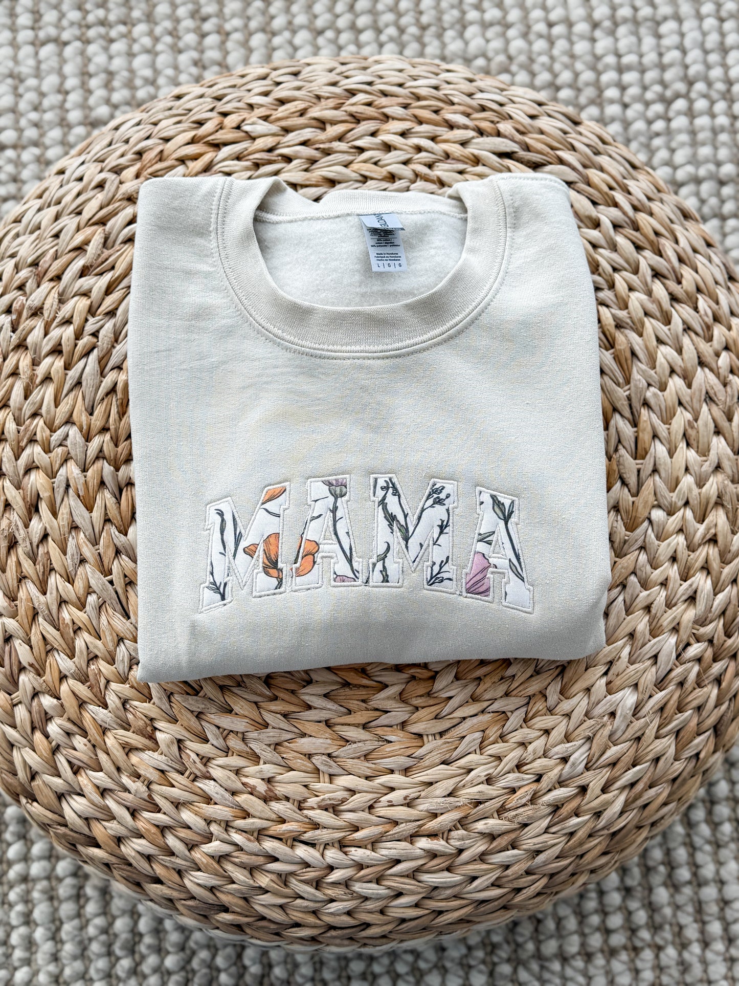 Wild Poppies Embroidered Mama Crewneck