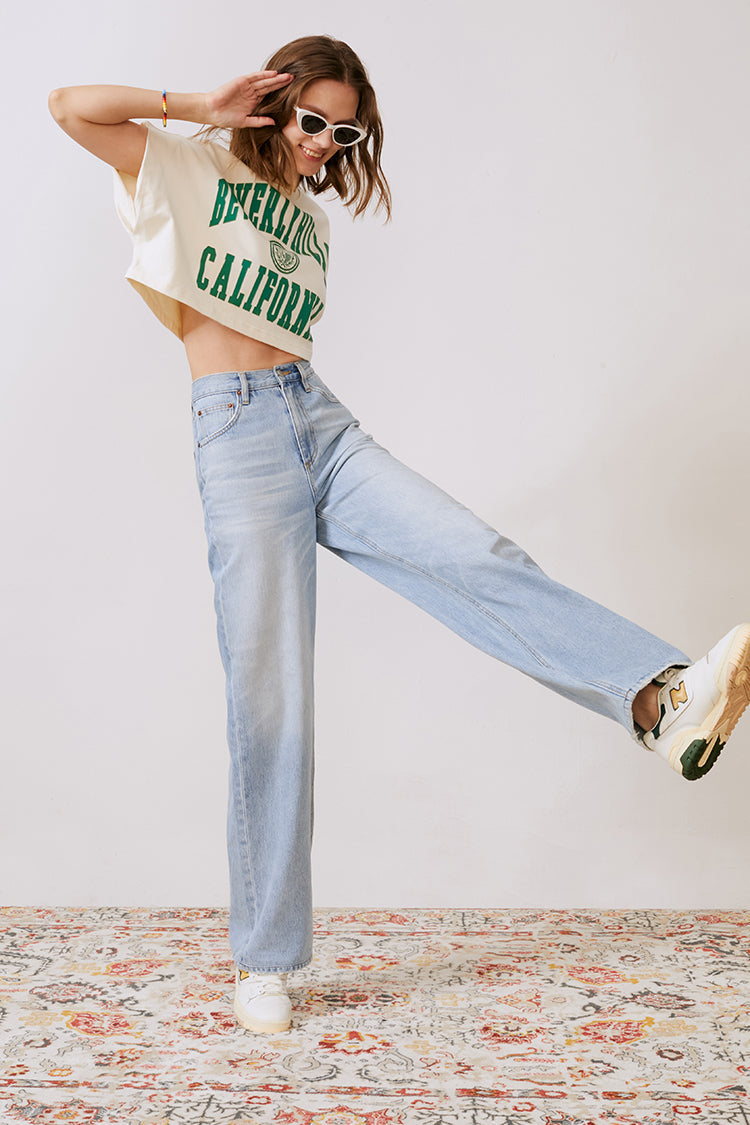 Whitefish High Rise Wide Jeans Mid-weight Denim HJ007 Coney Island
