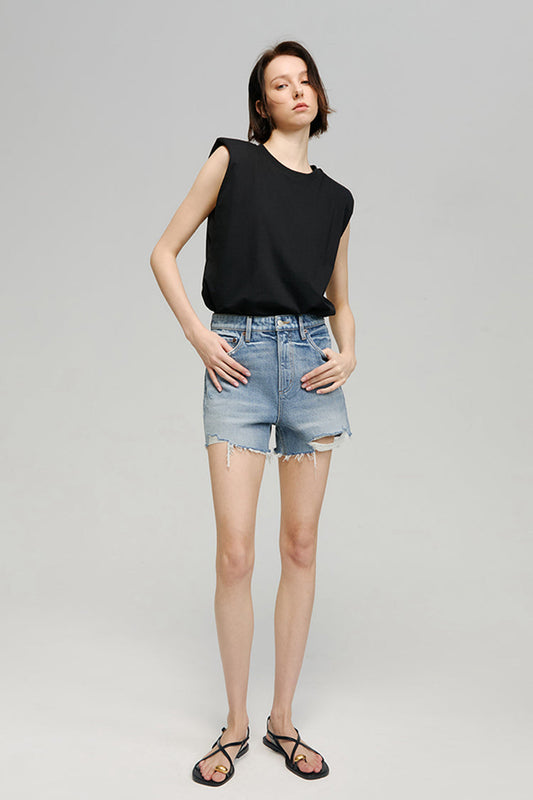 Sun-Kissed Vintage High-Rise Cut Off Denim Shorts HJ115