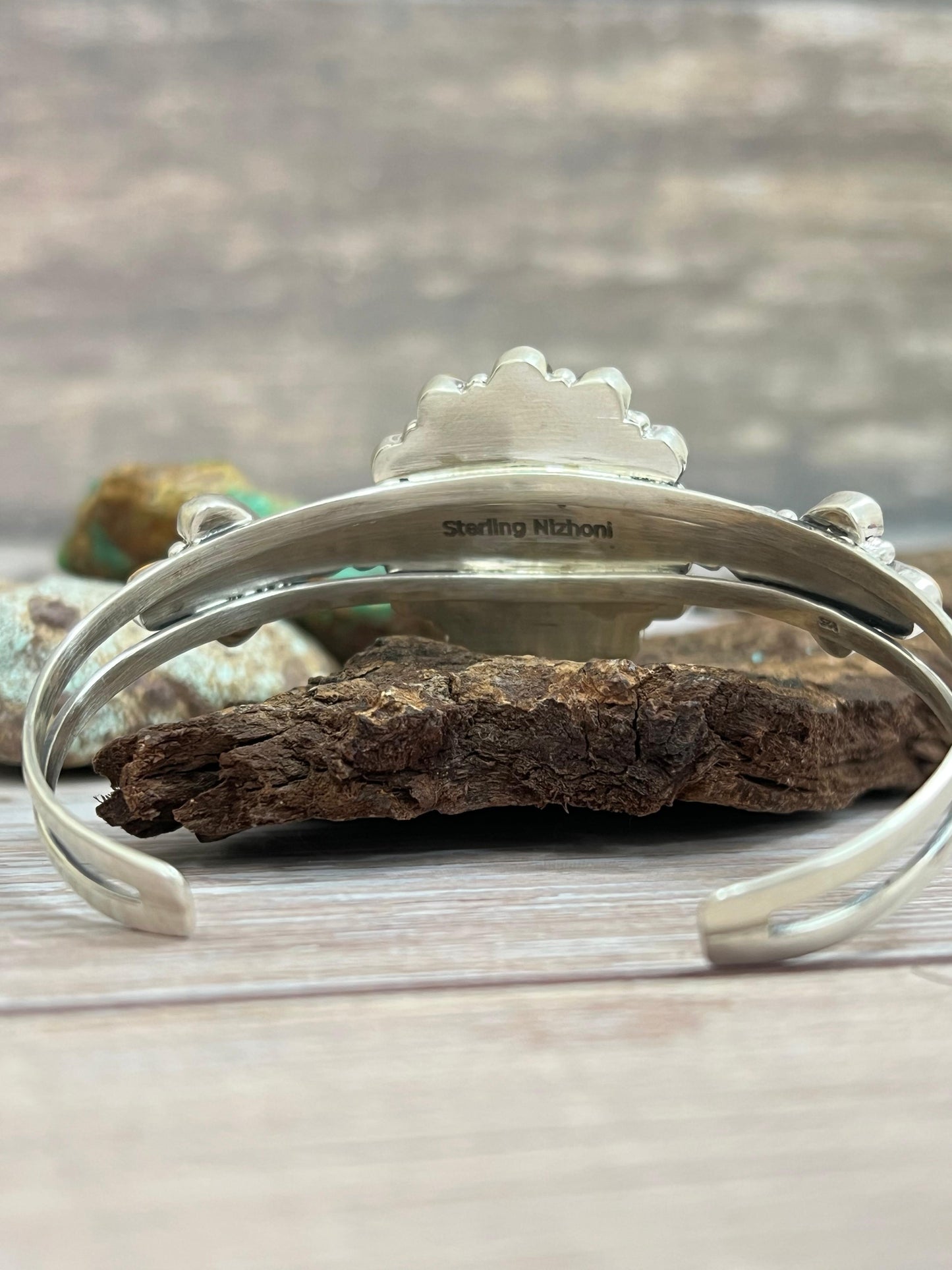 "Halloween Collection" Handmade Sterling Silver Black Onyx, Bumblebee Cuff Bracelet with Signed Nizhoni