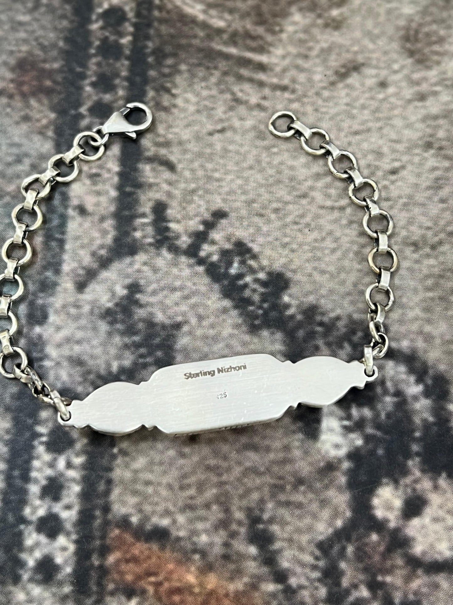 "Halloween Collection" Handmade Sterling Silver Black Onyx, Bumblebee Chain Bracelet with Signed Nizhoni