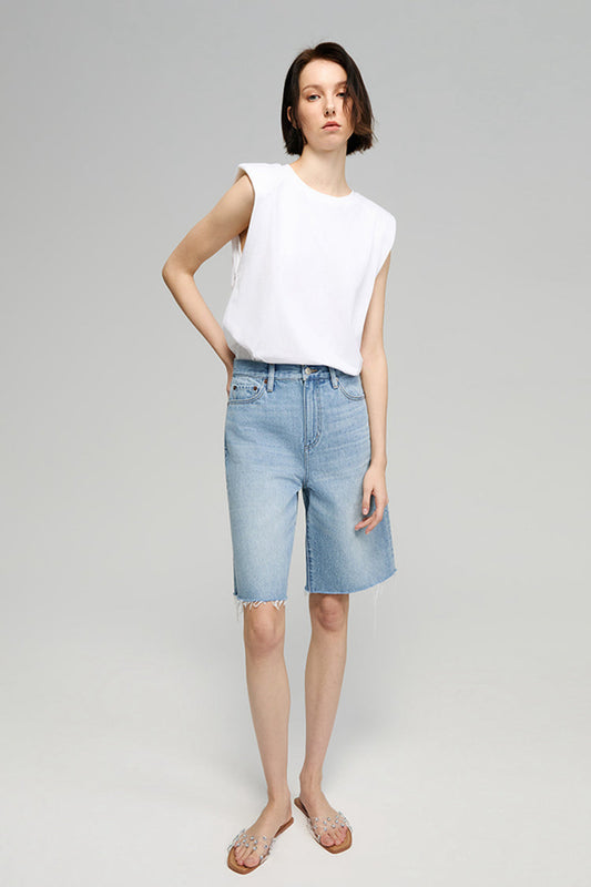 Coastal Breeze High-Rise Bermuda Shorts Denim HJ807