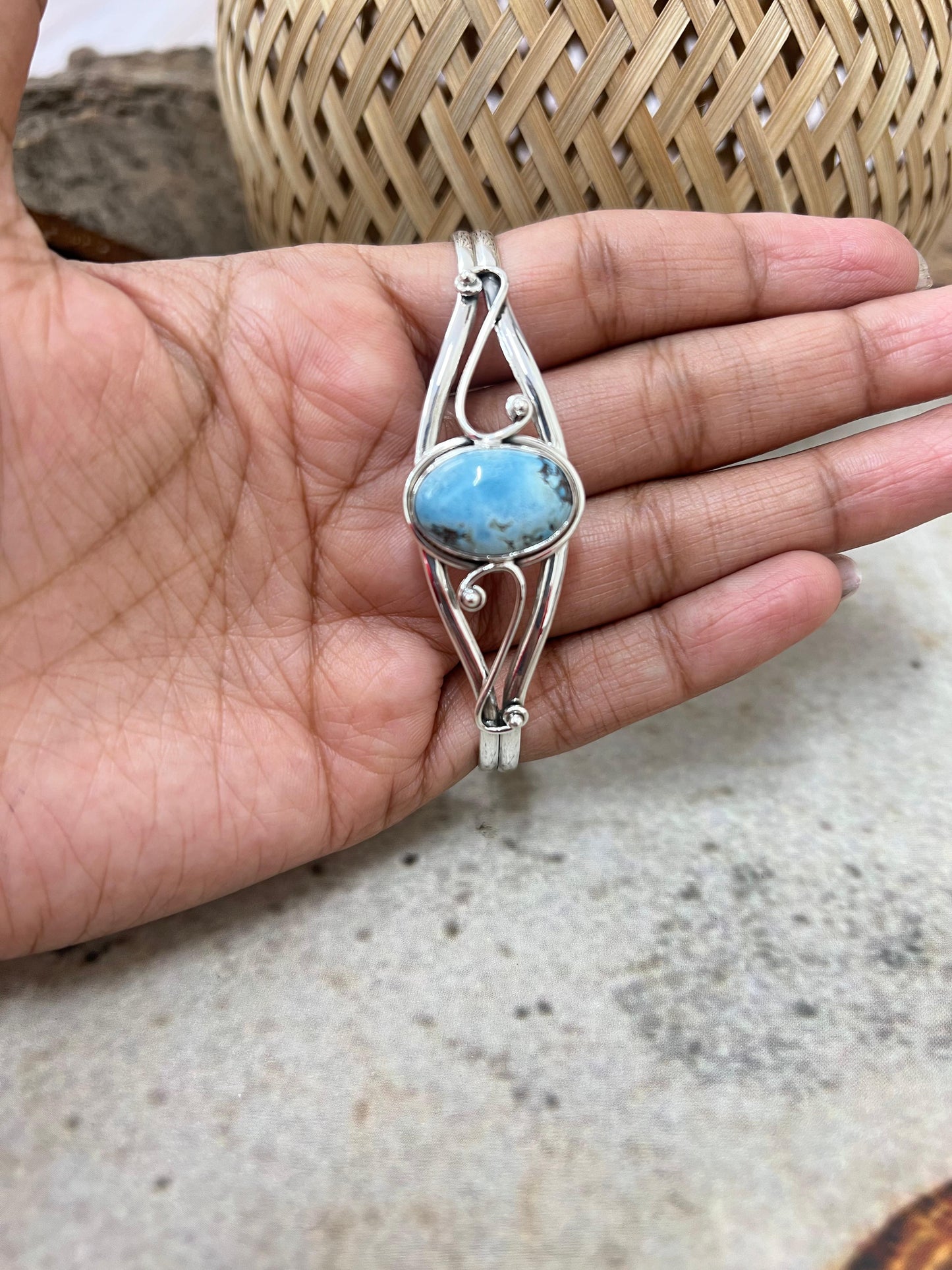 "Halloween Collection" Handmade Sterling Silver Golden Hills Turquoise Cuff Bracelet with Signed Nizhoni