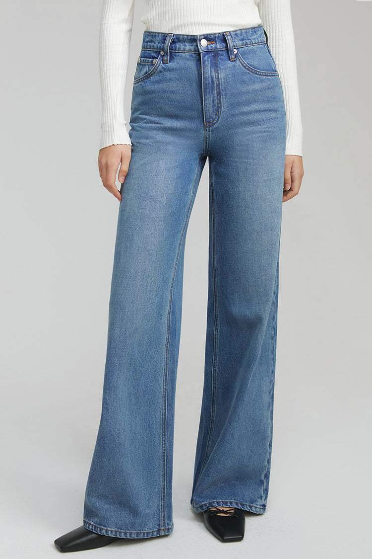 High Rise Baggy Jeans Full Length Wide Leg Angeles