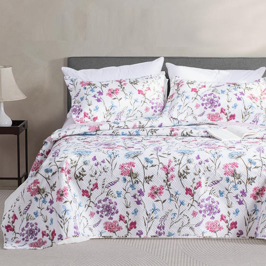 Floral Lightweight Reversible Quilt Set Kasentex