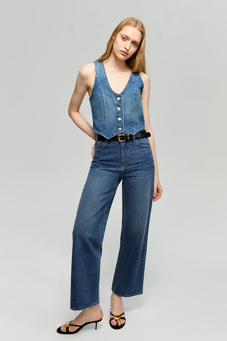 Blue Horizon Mid-weight Denim Vest Hey Joanie