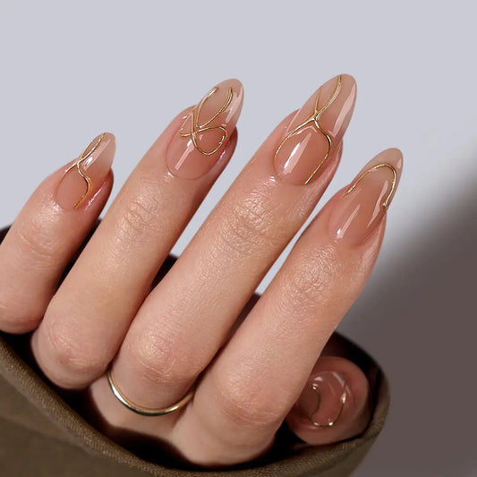Radiant Gold Almond Nails - Press On Nails