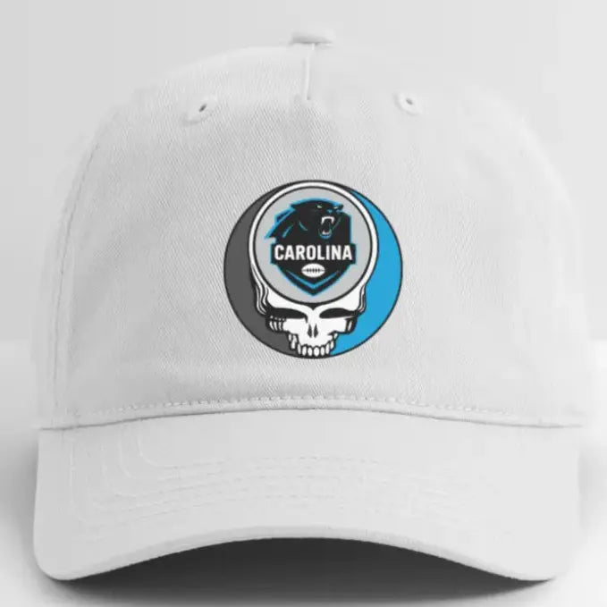 Carolina Panthers Grateful Dead Stealie Dad Hat DTF-Printed The Gridiron Collection