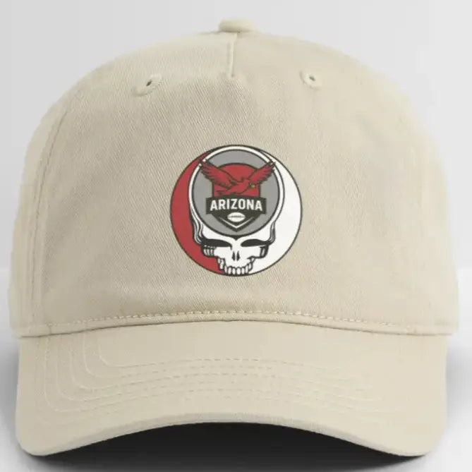 Arizona Cardinals Grateful Dead Stealie Dad Hat DTF-Printed The Gridiron Collection