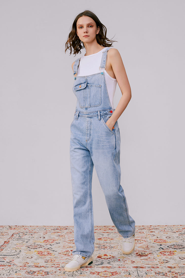 Mid-weight Denim High-rise Overalls Just For Fun HJ101