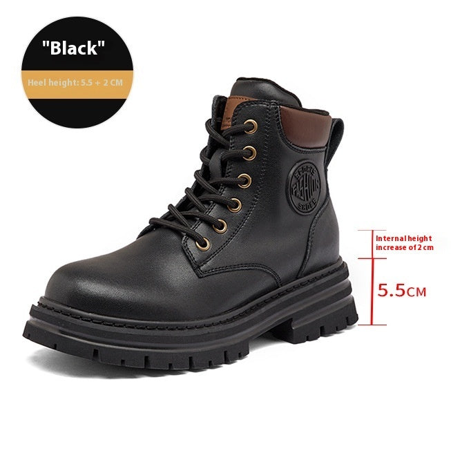 Genuine Leather Thick Bottom Elevator Women’s Martin Boots