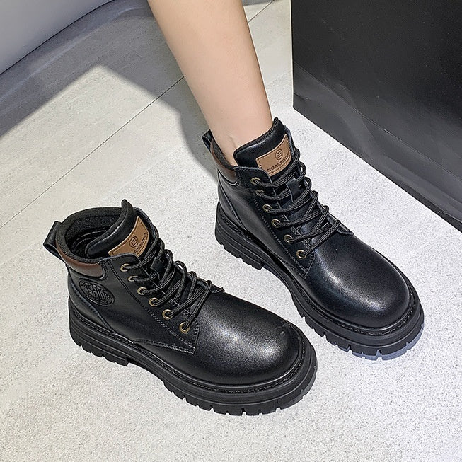 Genuine Leather Thick Bottom Elevator Women’s Martin Boots