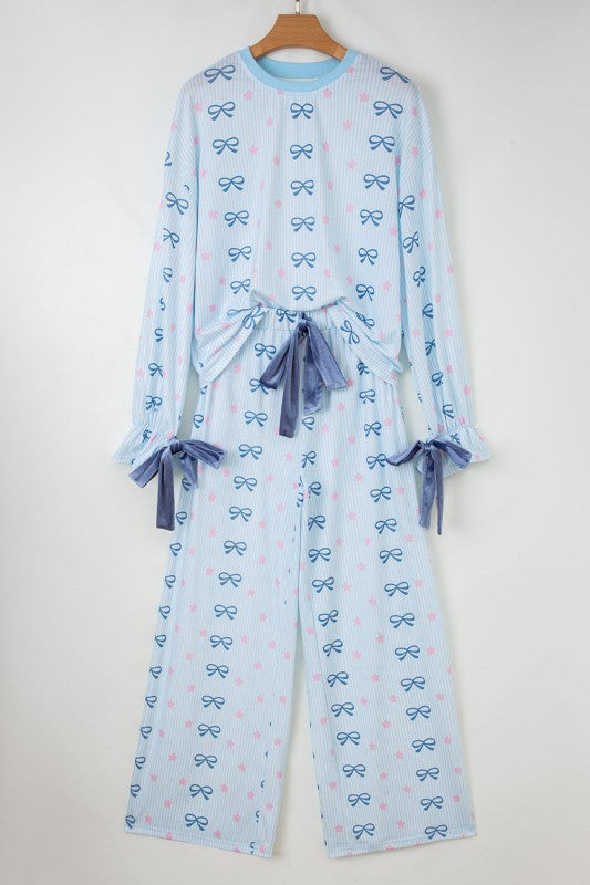 Stripe Bow and Star Lounge Set Soft 2-Piece Lounge Set