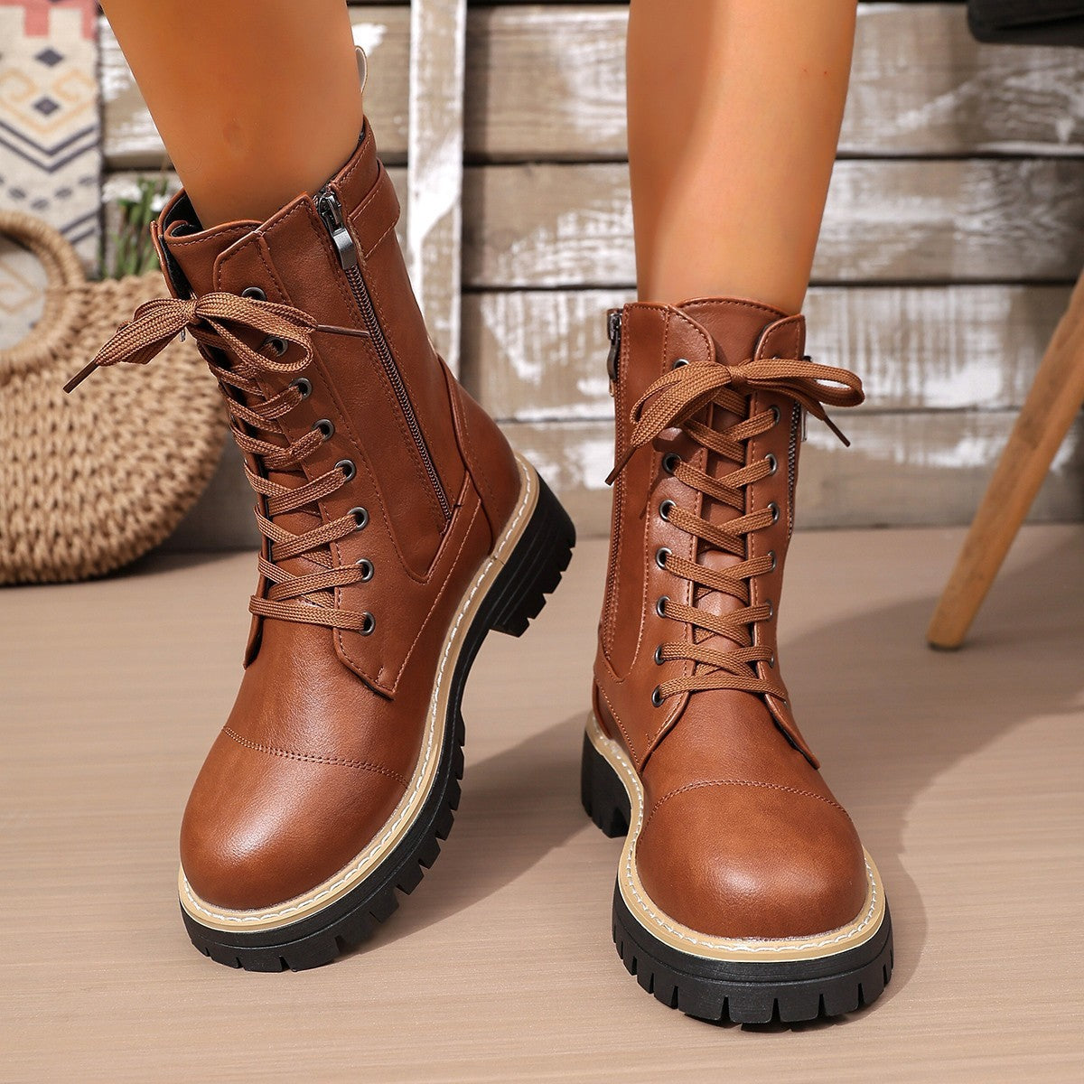 Solid Color Low Heel Mid Boots Women’s Mid Boots Stepique