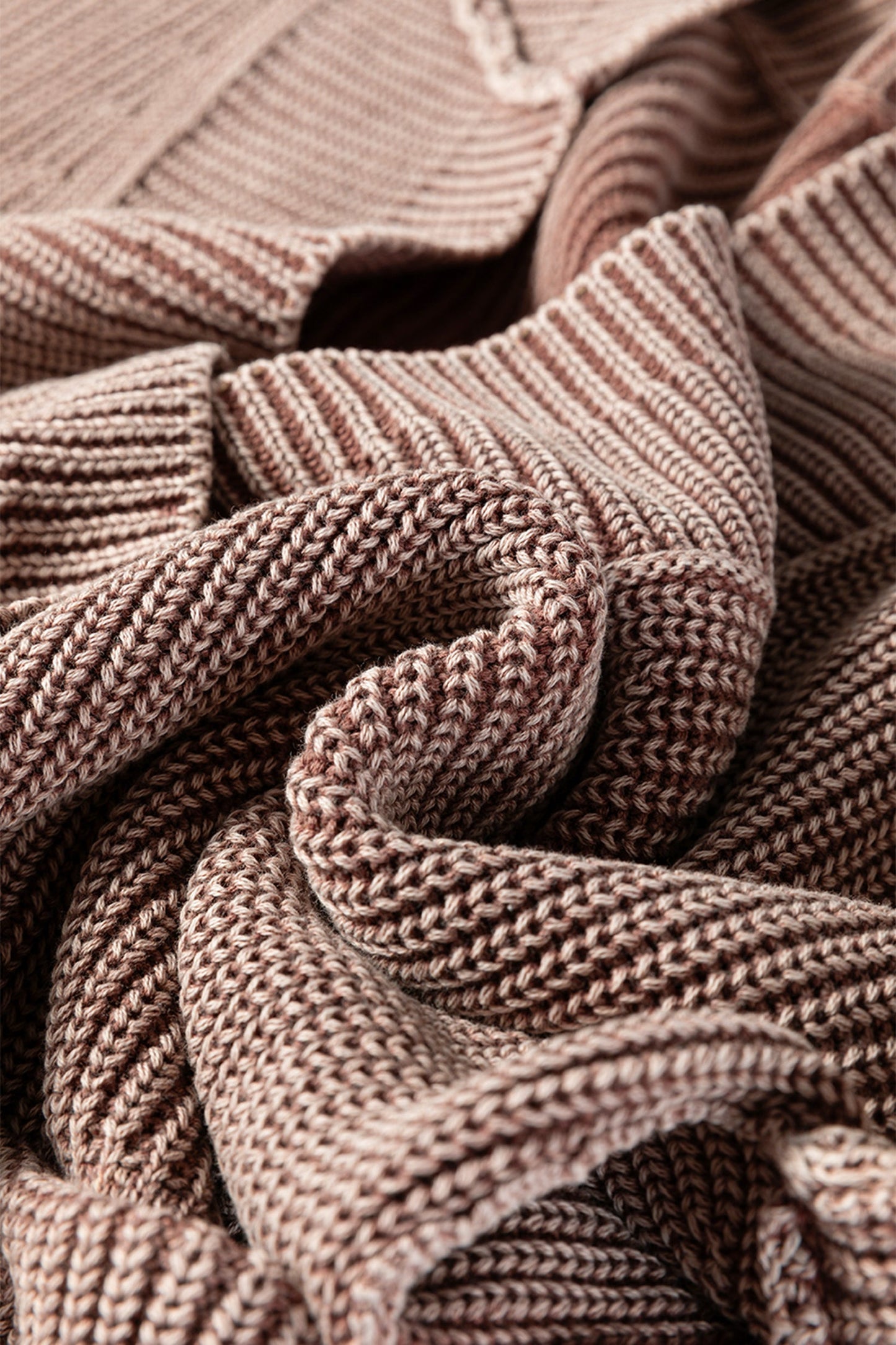 Chestnut Mineral Wash Knit Open Sweater Cardigan