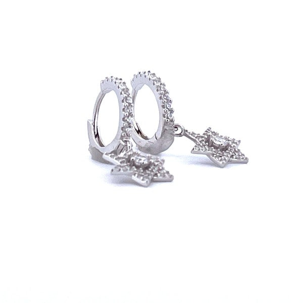 925 Sterling Silver Crystal Star of David Pendant Earrings