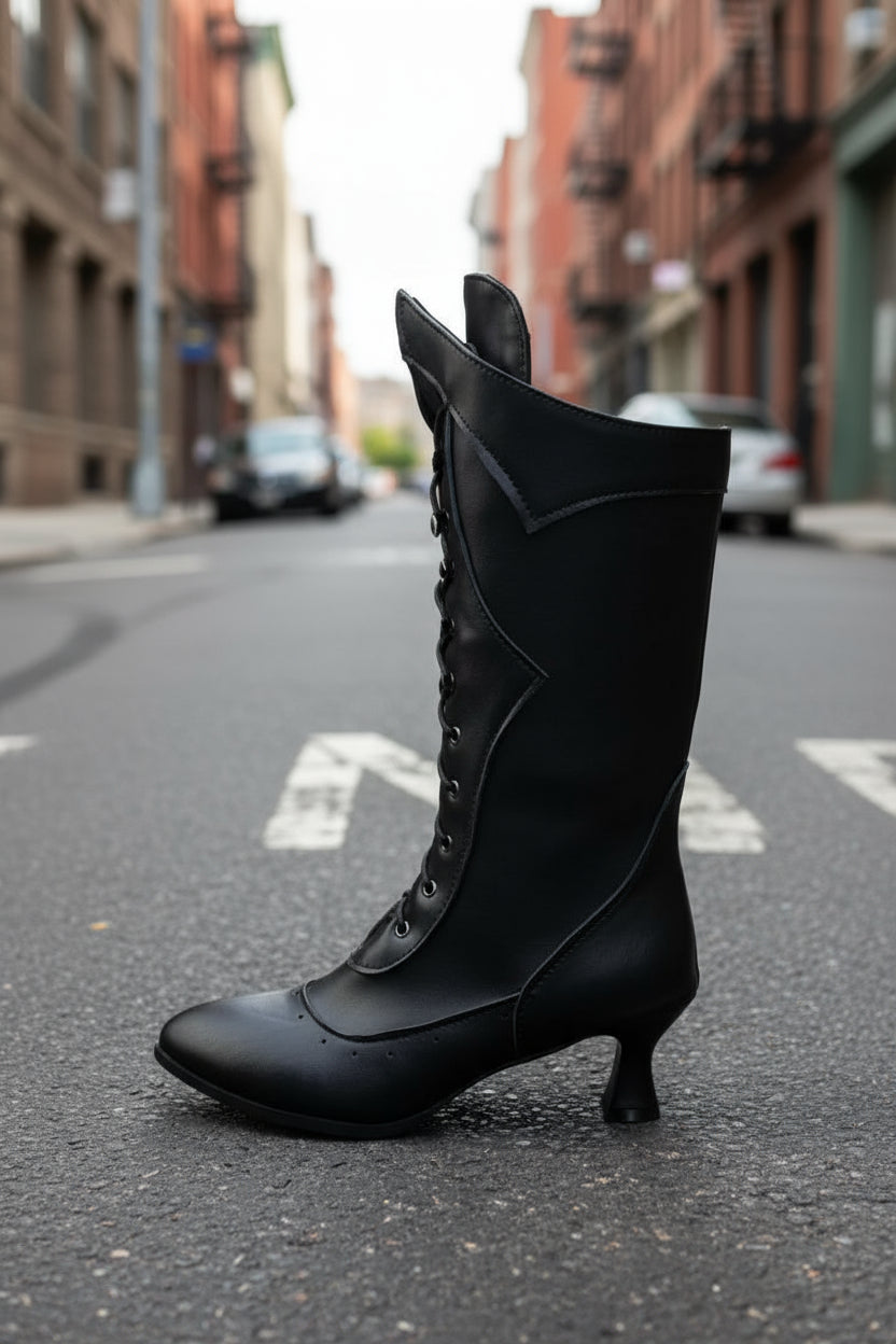 Lace-Up Wine-Cup Heel Large-Size Women’s Martin Boots