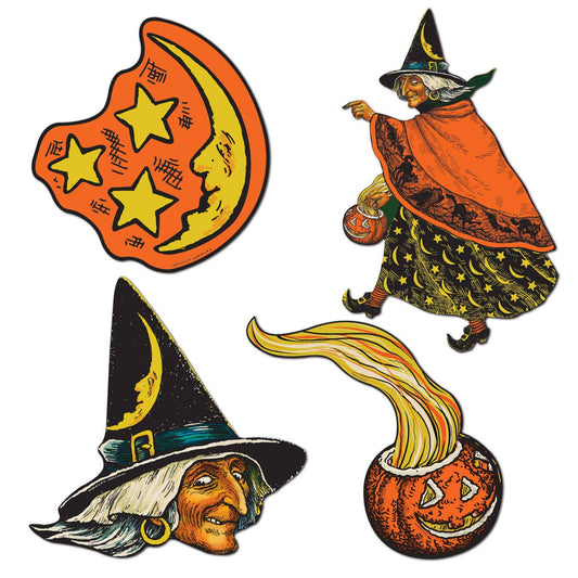 Vintage Halloween Cutouts Set of 4 Halloween Decorations Beistle