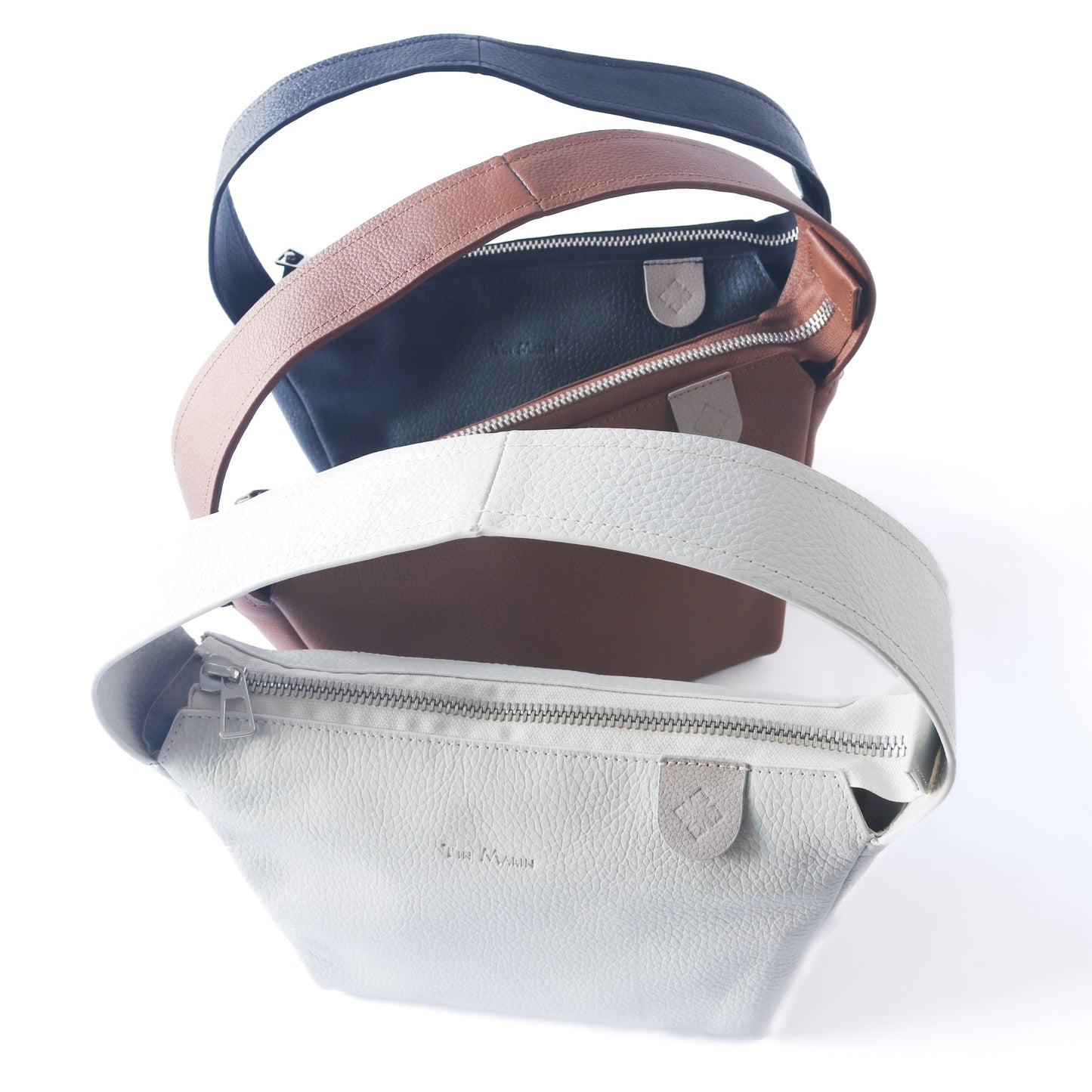 Maina Shoulder Genuine Grain Leather Bag Tin Marin