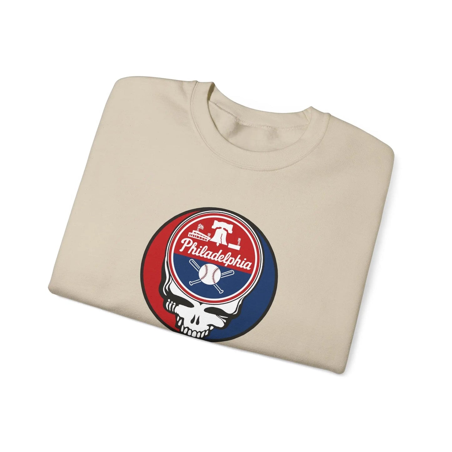 Grateful Dead Stealie Crewneck Sweatshirt Heavy Blend Philadelphia Baseball Edition MLB