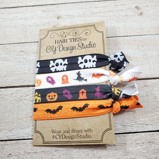 Halloween Hair Tie Set Spooky Basket Favor