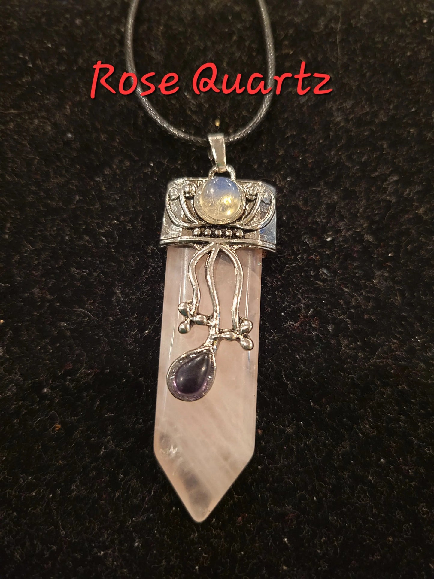 Rose Quartz Elegant Necklace Stainless Steel Beauty by Dani