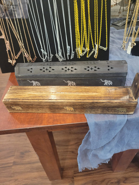 Long Box Wooden Incense Stick Holder Beauty by Dani