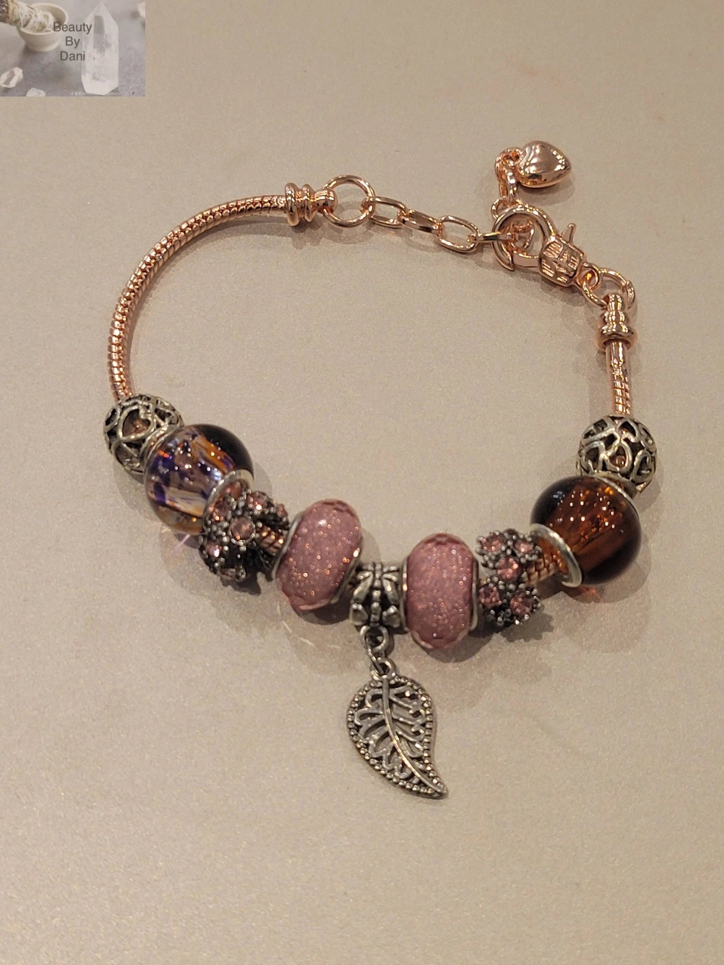 Rose Gold Stainless Steel Charm Bracelet Beauty by Dani