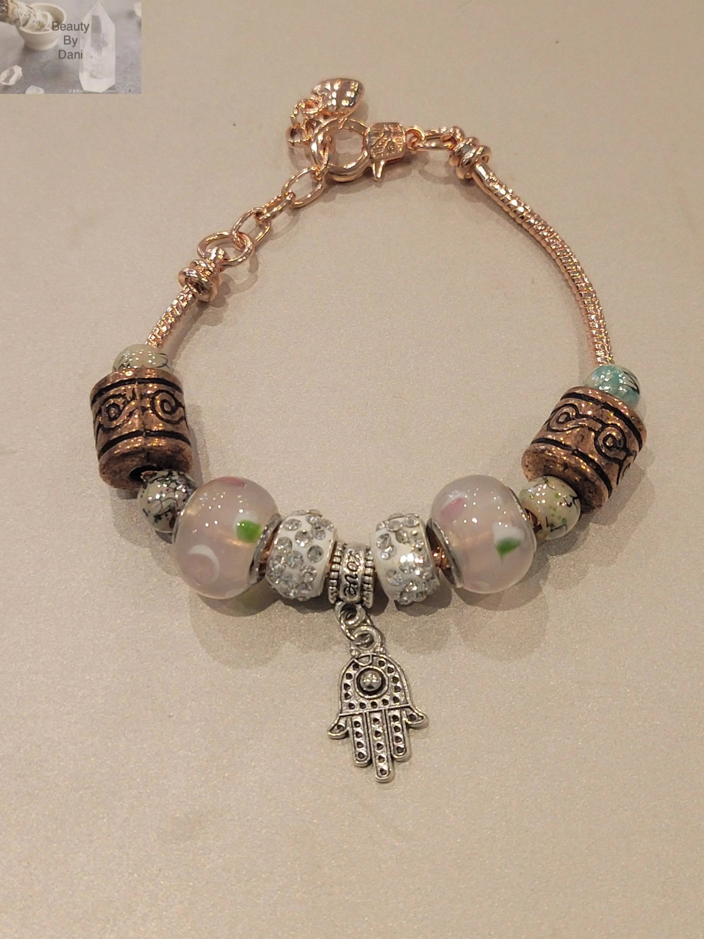 Rose Gold Stainless Steel Charm Bracelet Beauty by Dani
