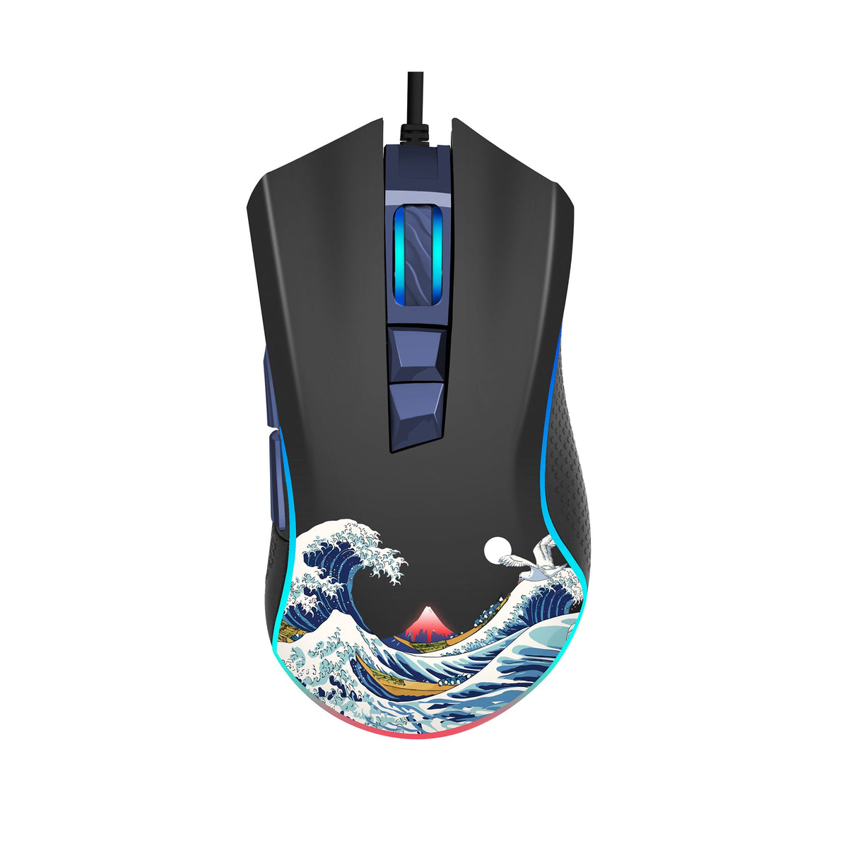 Kanagawa Themed Programmable Wired Gaming Mouse with 7 Buttons XVX G705