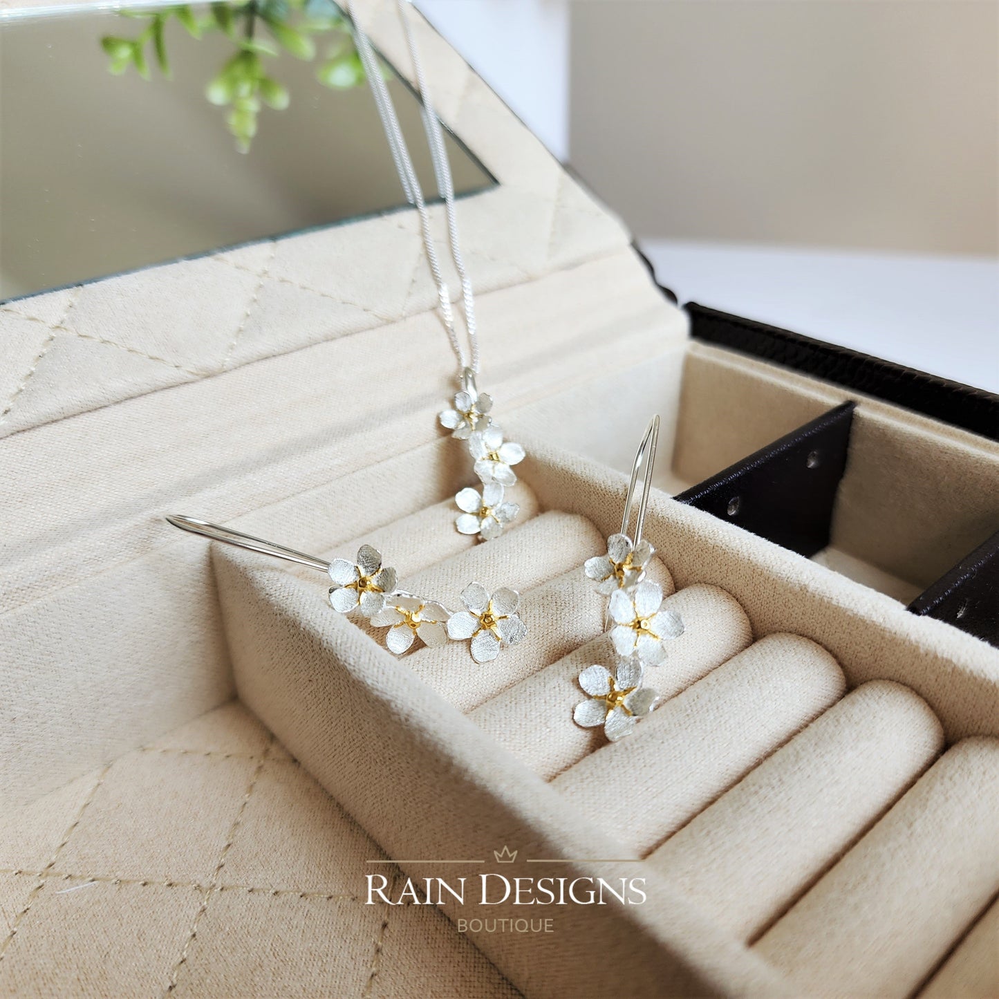 Forget-Me-Not Gold Plated Flower Necklace 925 Sterling Silver