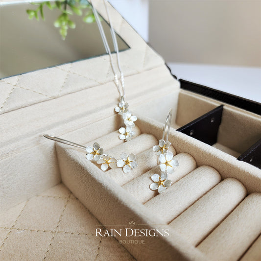 Forget-Me-Not Gold Plated Flower Necklace 925 Sterling Silver