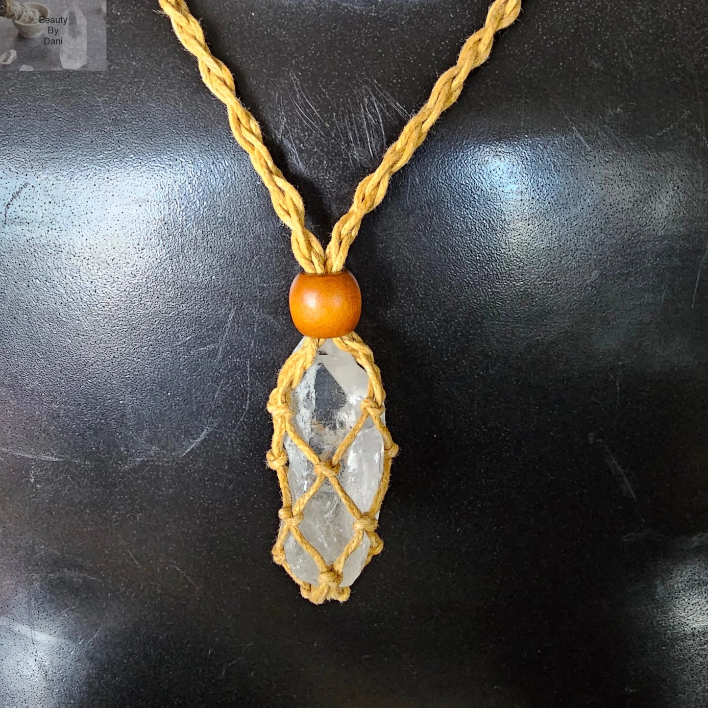 Clear Quartz Crochet Necklace Handmade Jewelry Beauty by Dani