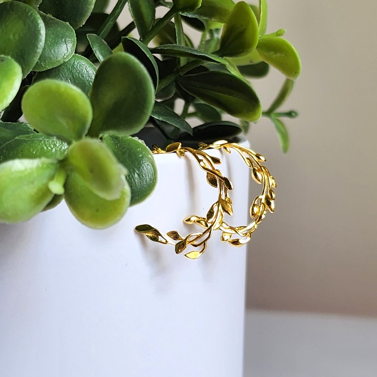 925 Silver Olive Leaf Dangle Earrings Plant Leaf Circle Earrings