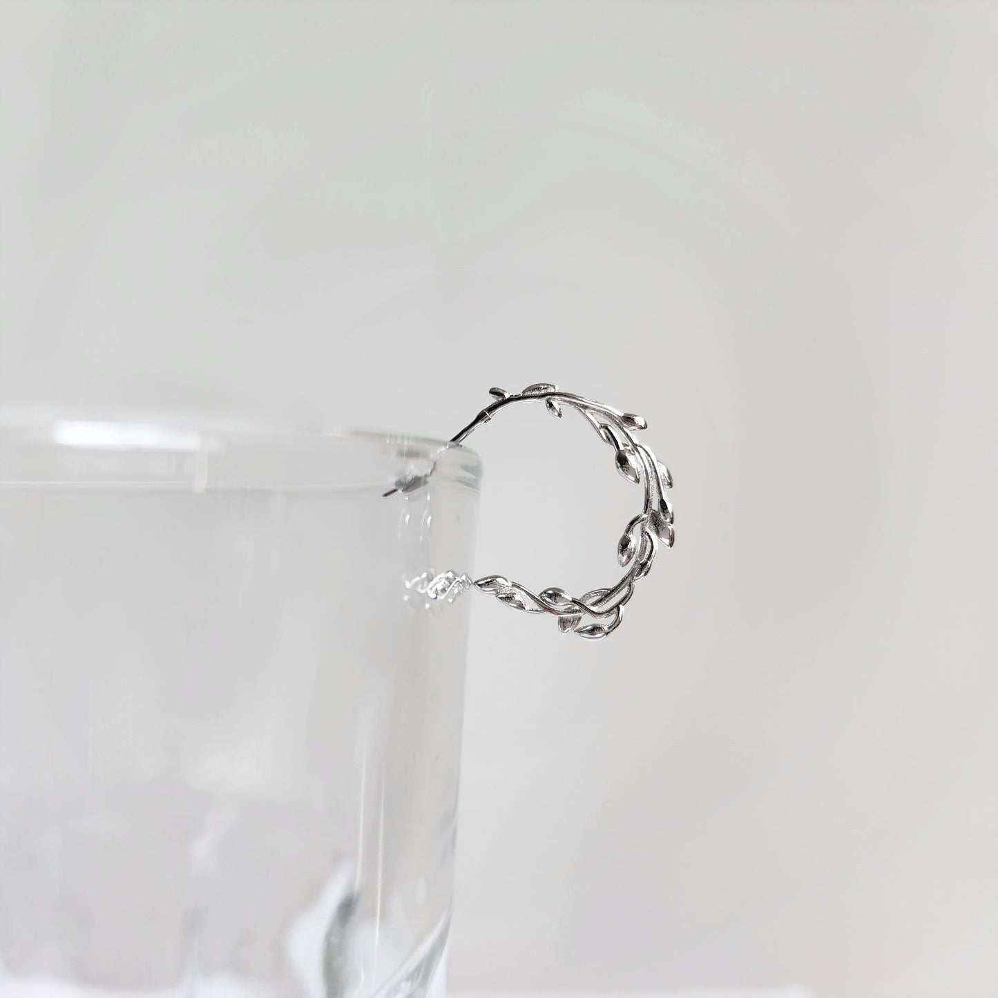 925 Silver Olive Leaf Dangle Earrings Plant Leaf Circle Earrings