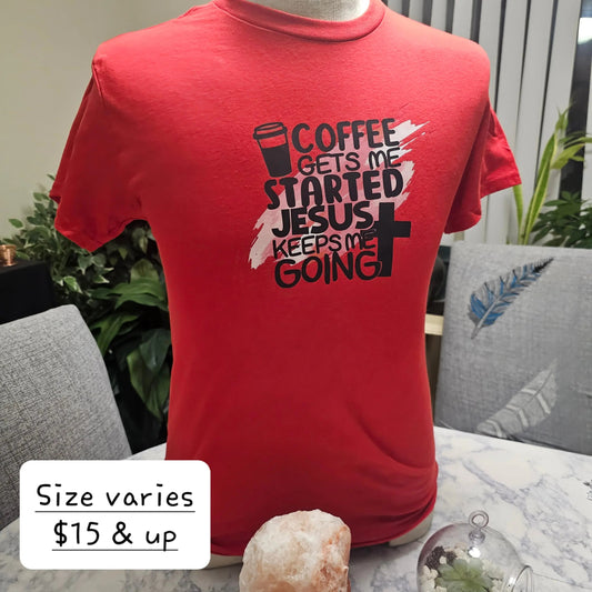 Coffee Gets Me Started Classic Crew Neck T-Shirt