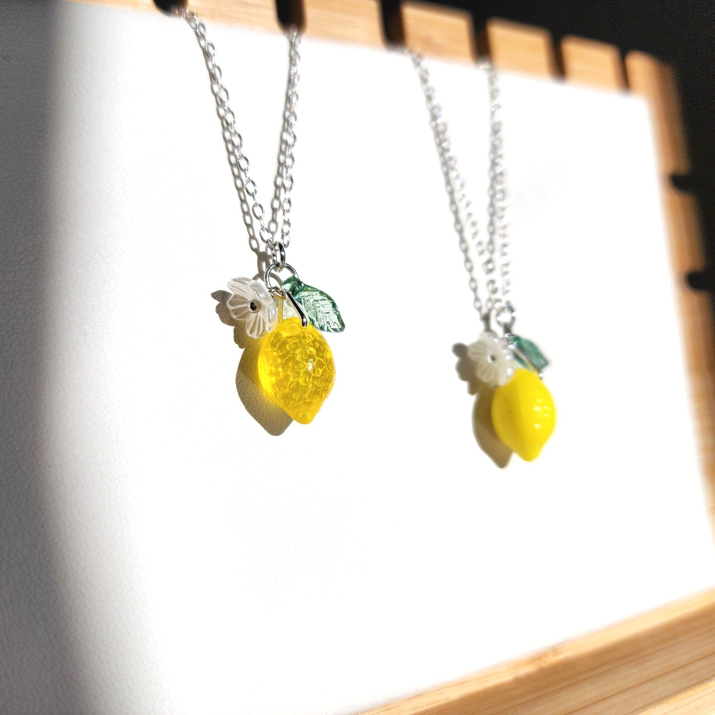 Custom Lemon Fruit Necklace Handmade with Czech Glass and 14K Gold or Silver Chains