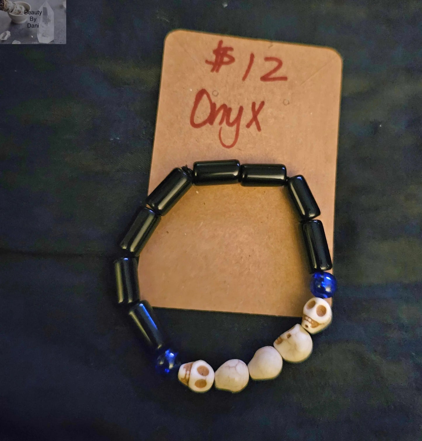 Onyx 8mm Skull Bracelet Jewelry Beauty by Dani