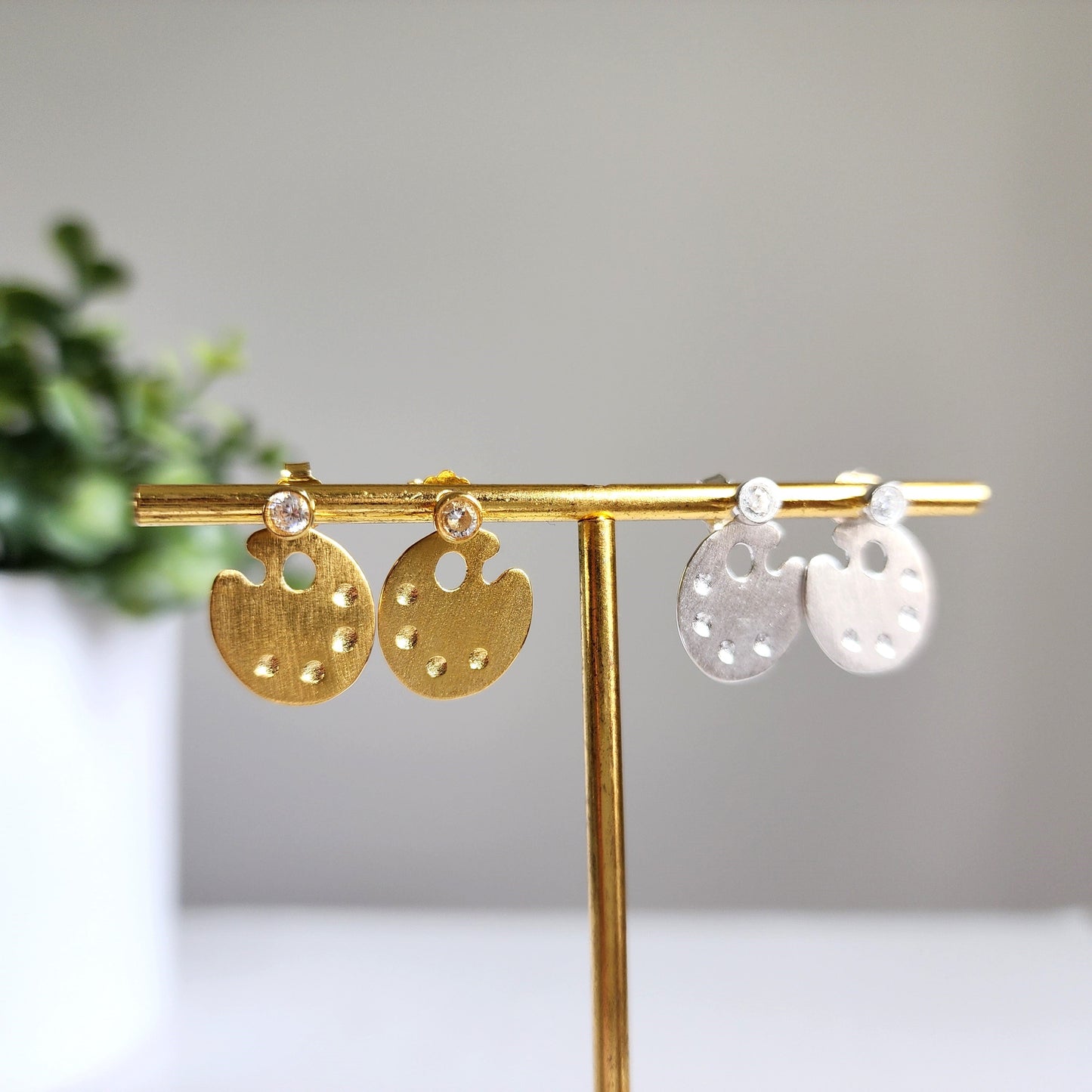 Color Palette 18K Gold Plated Dangle Stud Earrings