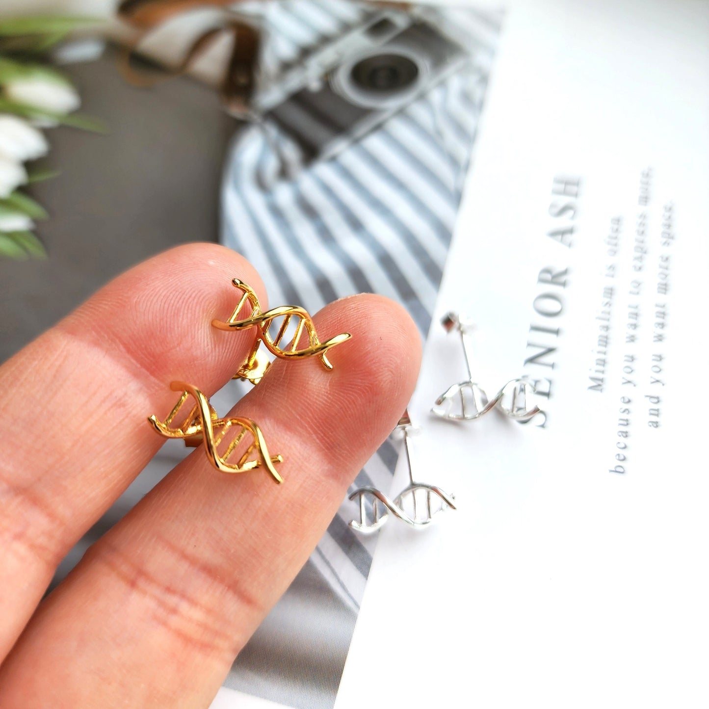 DNA 925S Silver Double Helix Stud Earrings