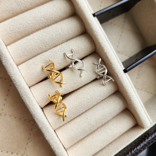 DNA 925S Silver Double Helix Stud Earrings