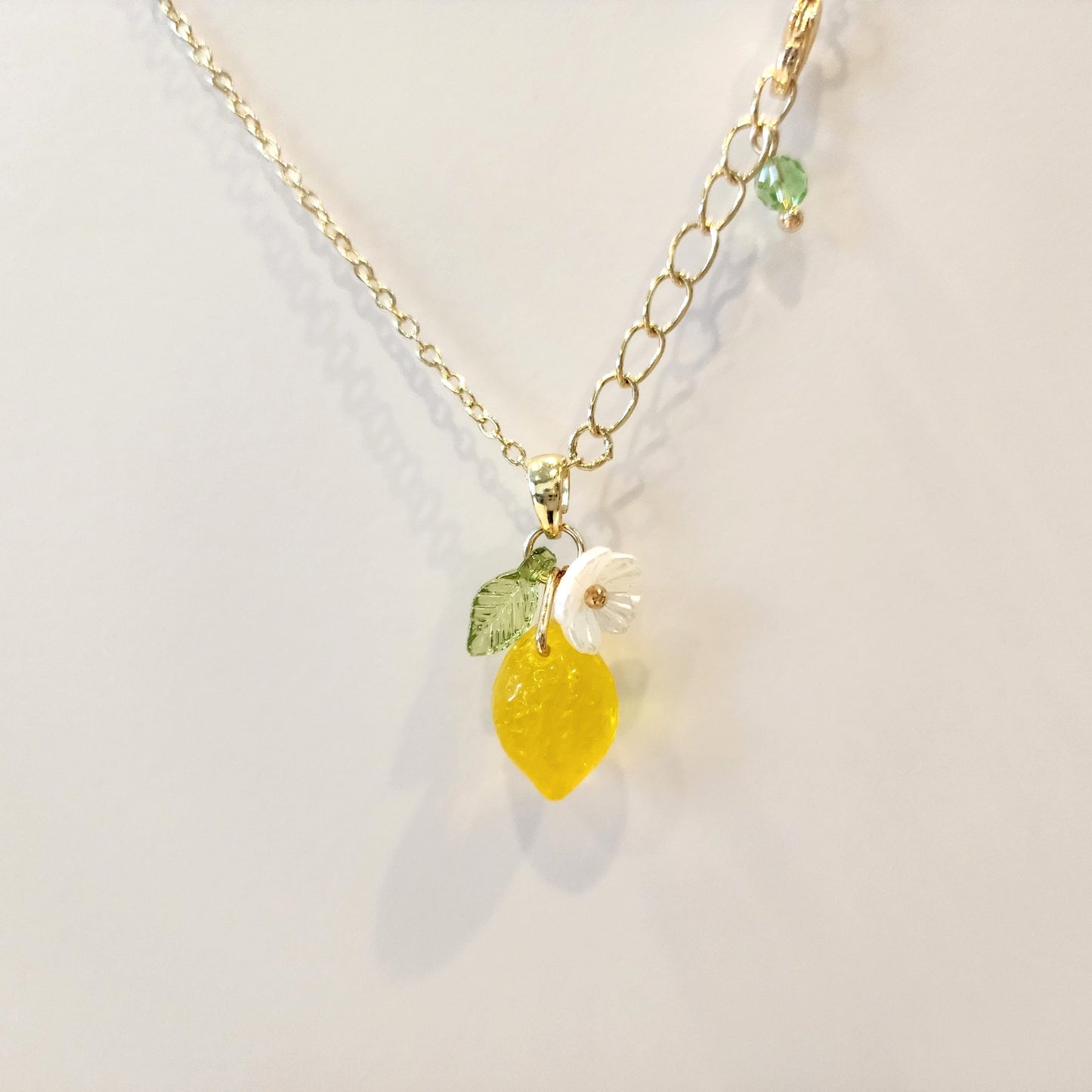 Custom Lemon Fruit Necklace Handmade with Czech Glass and 14K Gold or Silver Chains