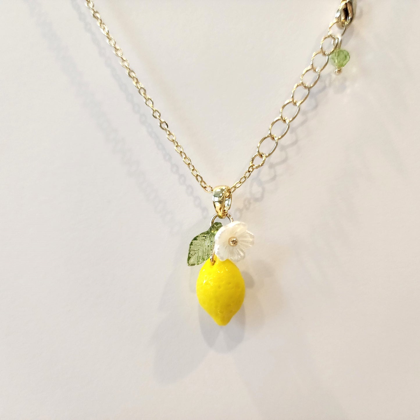 Custom Lemon Fruit Necklace Handmade with Czech Glass and 14K Gold or Silver Chains